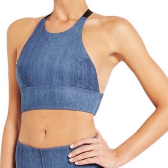 Noe Garments James T-back Denim Halter Bra top undergarments bralette blue Jean - Picture 2 of 13
